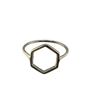 NEW Artisanal Sterling Silver Hexagon Ring Size 8 Boutique Collection